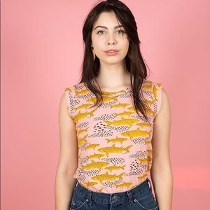 Indy designer t shirt shark pattern